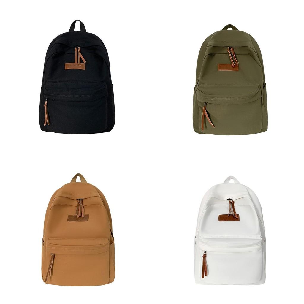 Simple Color Solid Letter Decoration Student Leisure Backpack For School