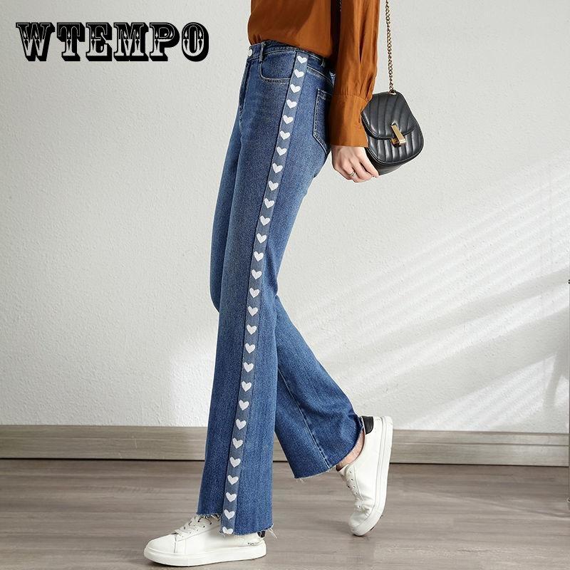 

Джинсы, женские новые весенне-осенние узкие прямые брюки с высокой талией, высококачественные расклешенные брюки с завышенной талией по бокам