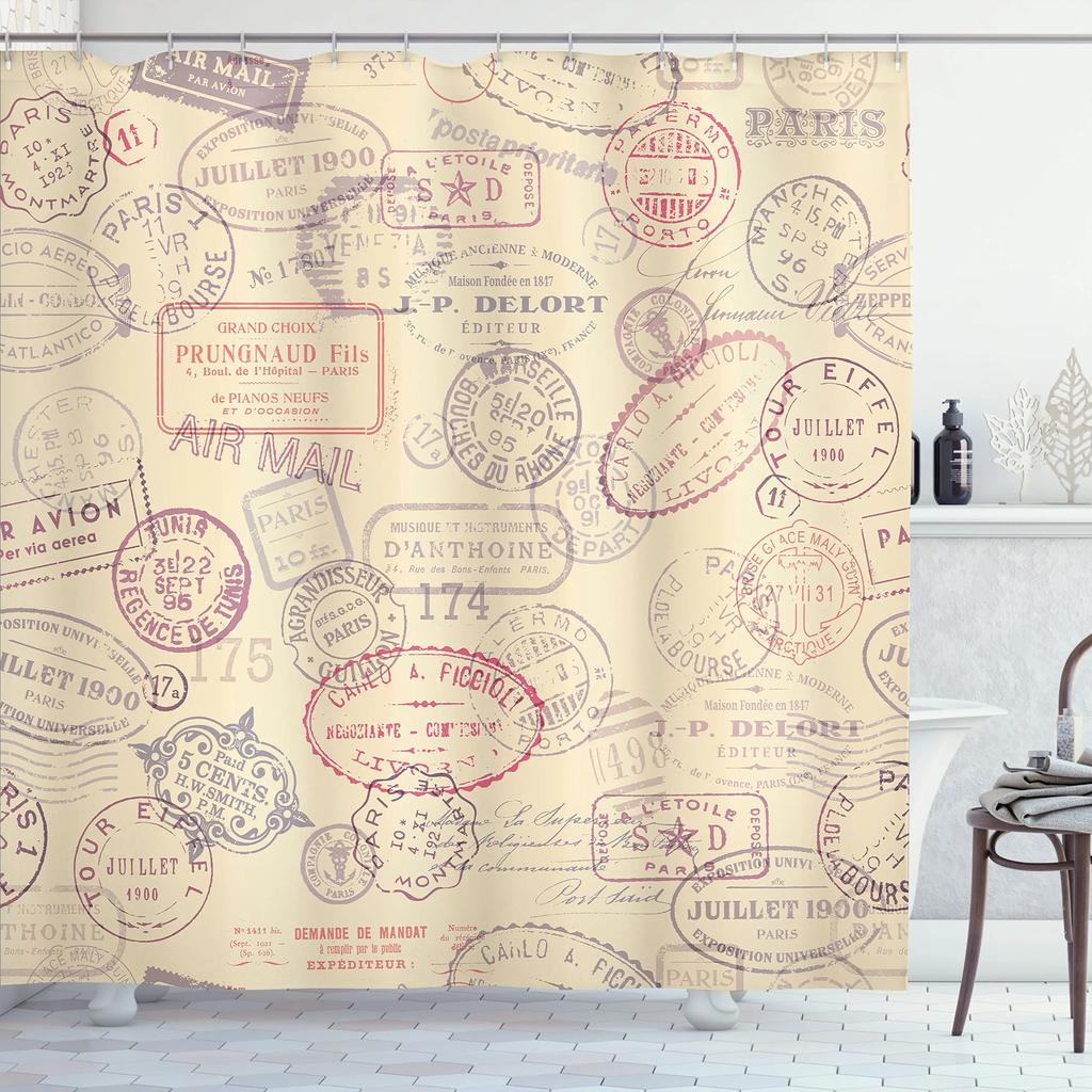 Barbershop Fabric Shower Curtain Set Barber With Tartan Vintage Badge Beard Cut Gentleman Graphic Grooming Screen Bathroom Decor