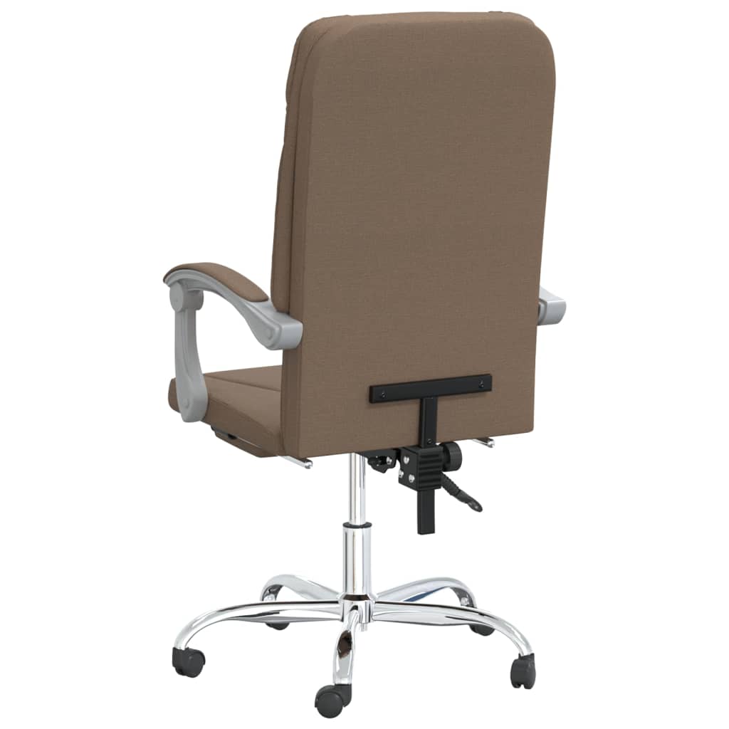 Office Chair with Reclining Function Brown Fabric