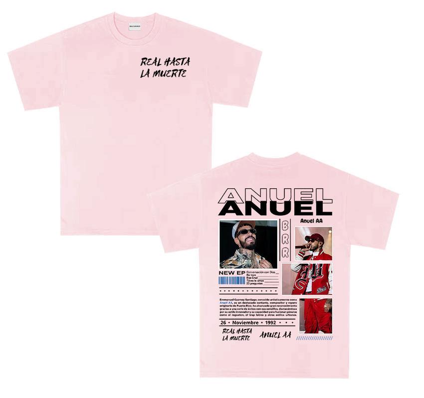 Rapper Anuel AA Real Hasta La Muerte Tour 2025 Album T Shirts Mens Fashion Hot Sale Tshirt Hip Hop Gothic Short Sleeve Tshirt