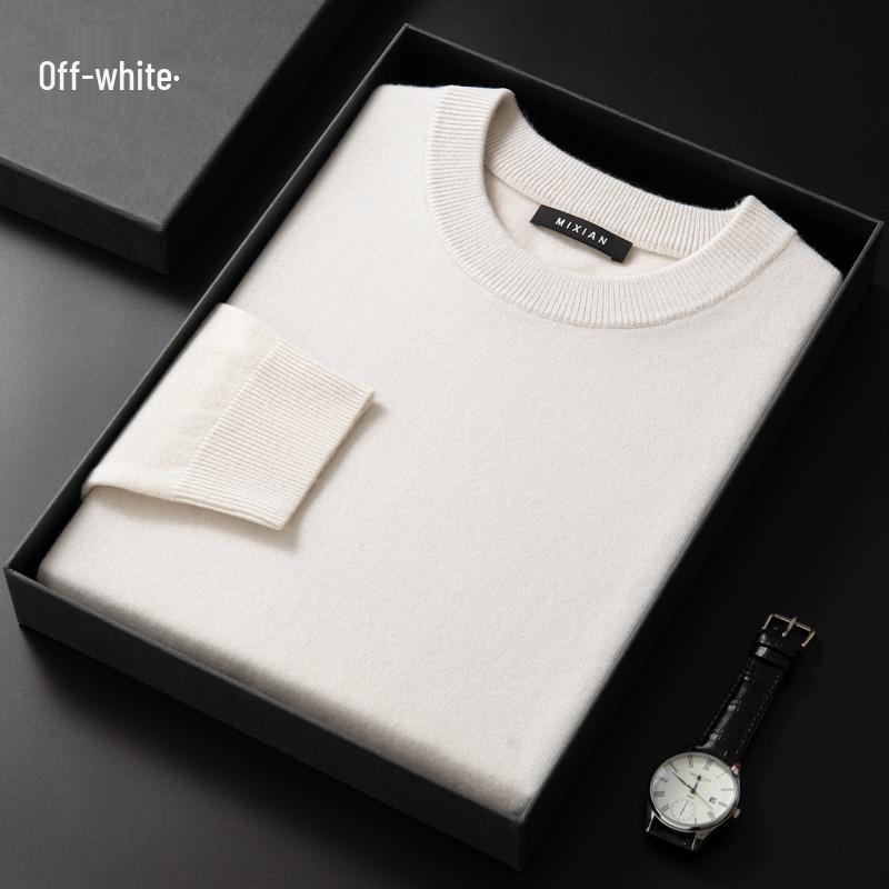 Men s Round Neck Warm Knit Sweater - Long Sleeve Casual Pullover for Autumn/Winter 3XL