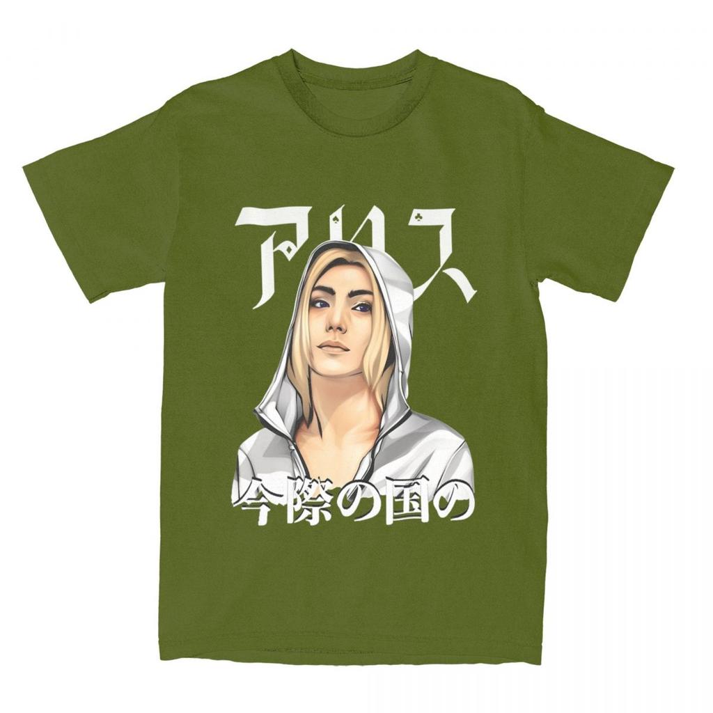 Haikyuu T-Shirt Alice im Borderland 100% Baumwoll-T-Shirts Japanischer Comic Film Neuheit T-Shirt für Männer Strand Kurzarm Kleidung