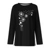 Mote Casual Langermet Trykk Rund Hals Pullover Topp Bluse for Kvinner