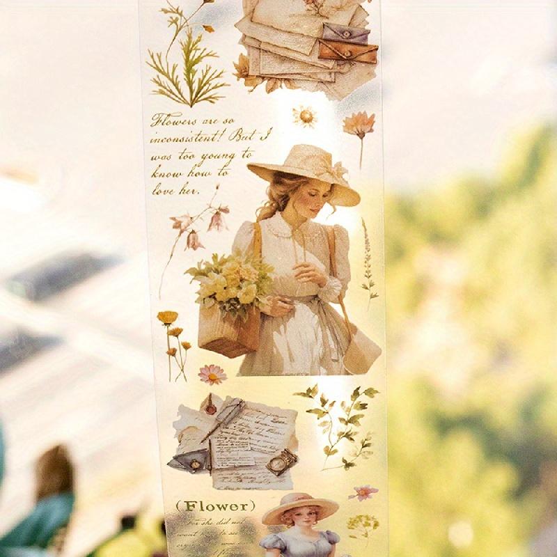 PET páskové samolepky v retro stylu, 1 role, vodotěsné, scrapbookingové potřeby, ideální pro zdobení diářů a rozvrhů, samolepky, potřeby pro junk journaling