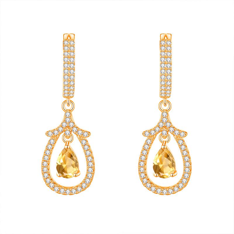 S925 Sterling Silver Earrings for Women Natural Crystal Stone Fashion Niche Girls Earrings Jewelry Gift