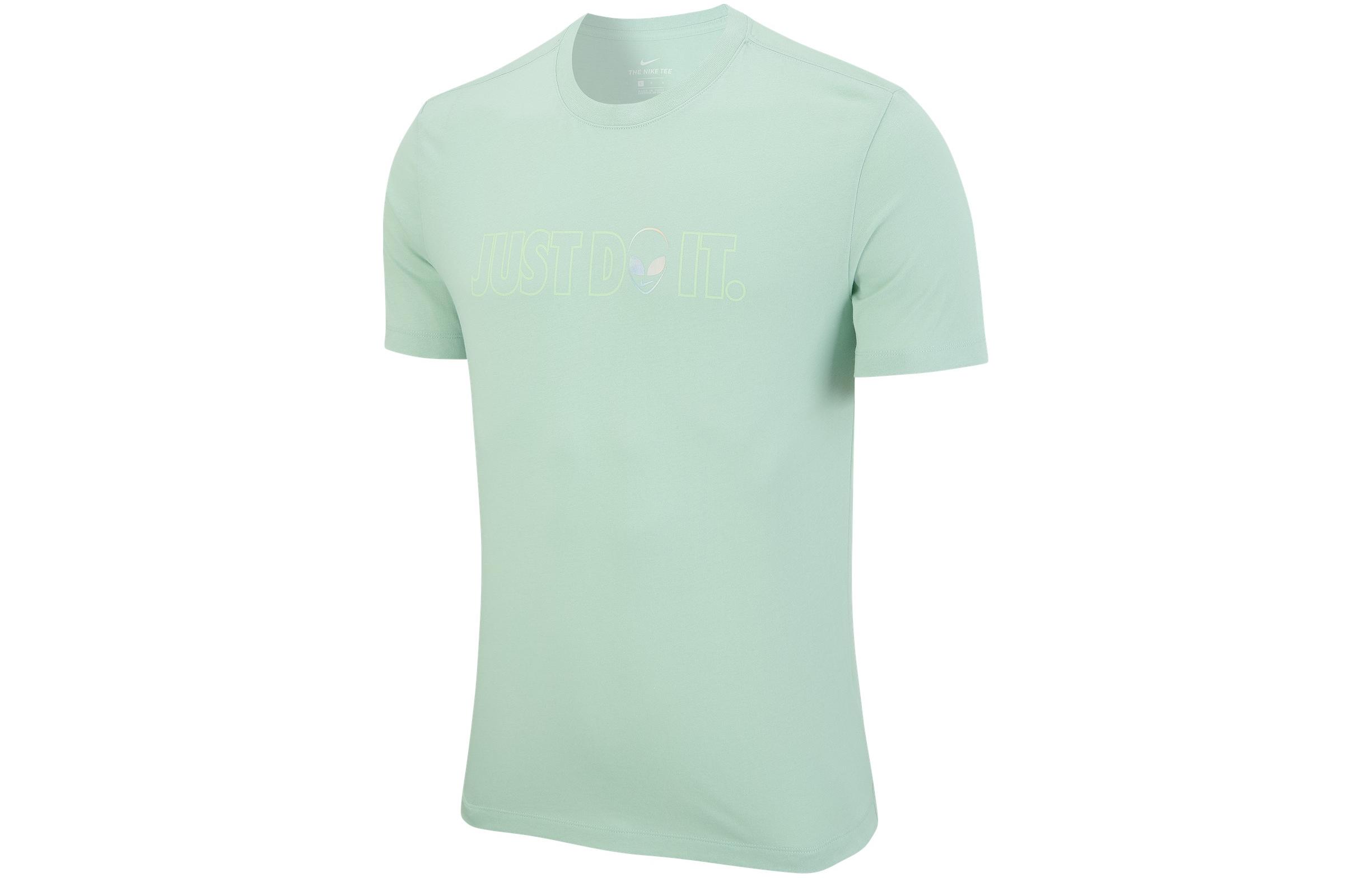 

Nike T Shirts Men s Green Crew Neck Moderate Straight Fit DH0020-321 S