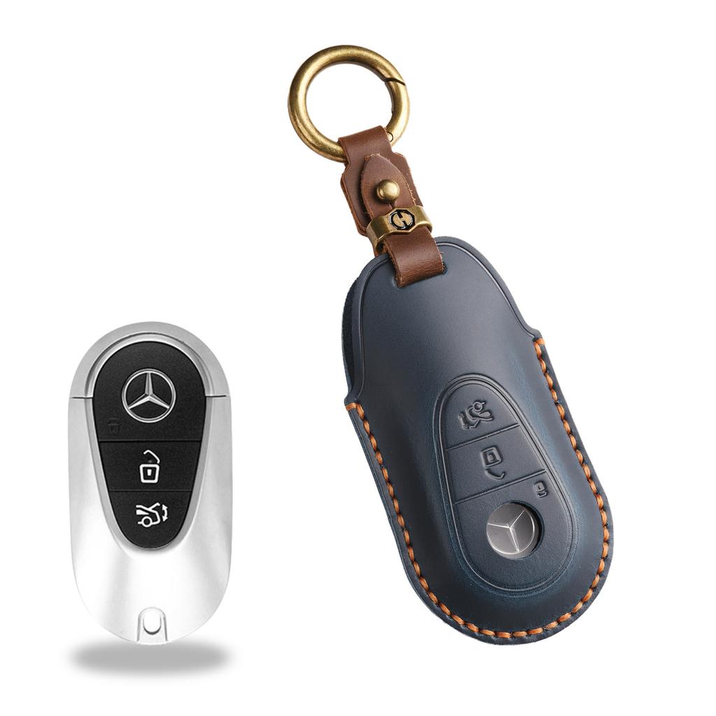 Retro Key Cover Is Suitable for 21 Mercedes-Benz Car Leather Protective Case Buckle Bag.