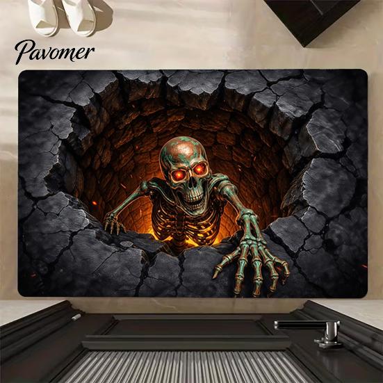 Seasonal Party Accent Piece 3D Halloween Rug, Optical Illusion Floor Mat, Diatomaceous Earth Bath Entryway Rug Spooky Depth Area for Living