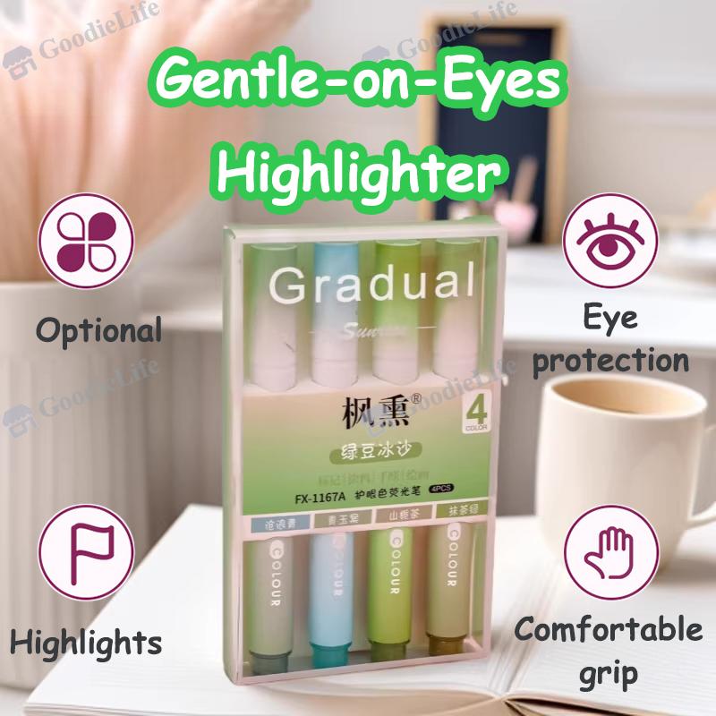 Morandi Pastel Highlighter Set Student Color Markers Large Capacity Eye Protection Fluorescent Pens