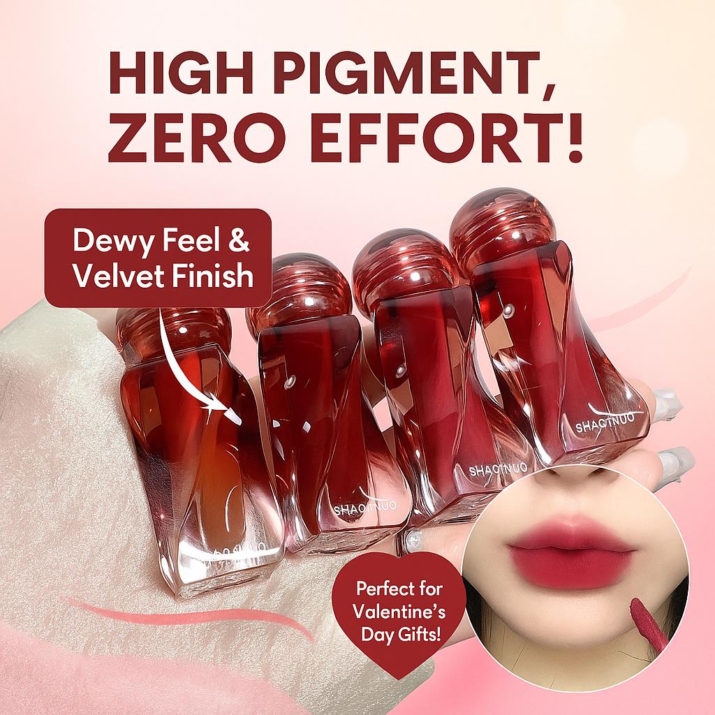 Soft Yarn Art Lip Mud Misty Soft Matte Velvet Lip Glaze High Pigment Dewy Feel Lipstick Easy To Color Lip Gloss Creamy Silky Valentine's Day Gifts