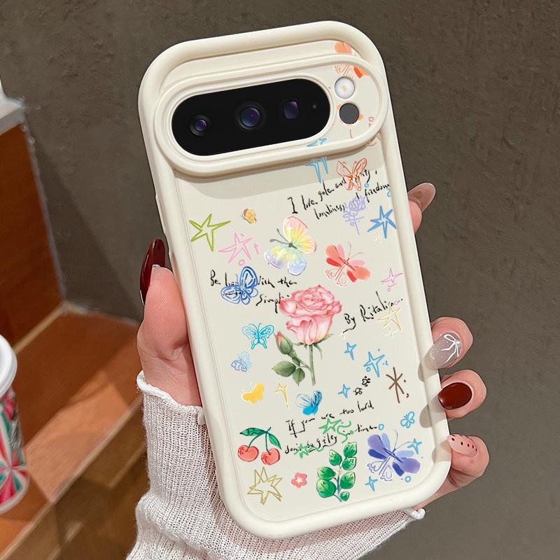 

Яркий цветочный узор мягкий матовый чехол для телефона для Google Pixel 9 Pro XL 8 Pro 8A цветочный узор розы противоударный защита линзы бампер TPU чехол Google Pixel 8A