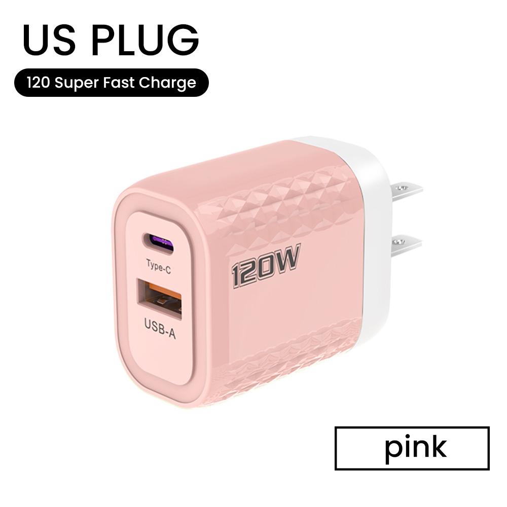 2 porty 120W rychlé nabíjení USB typ C nabíječka PD QC 3.0 USB C nabíječka EU/US/UK zástrčka adaptér pro iphone Xiaomi Samsung