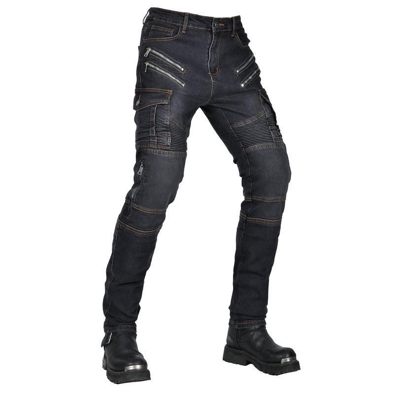 Mens Motorcycle Riding Pants With Knee Protection Reinforced Silicone Padding Casual Retro Biker Jeans Wear