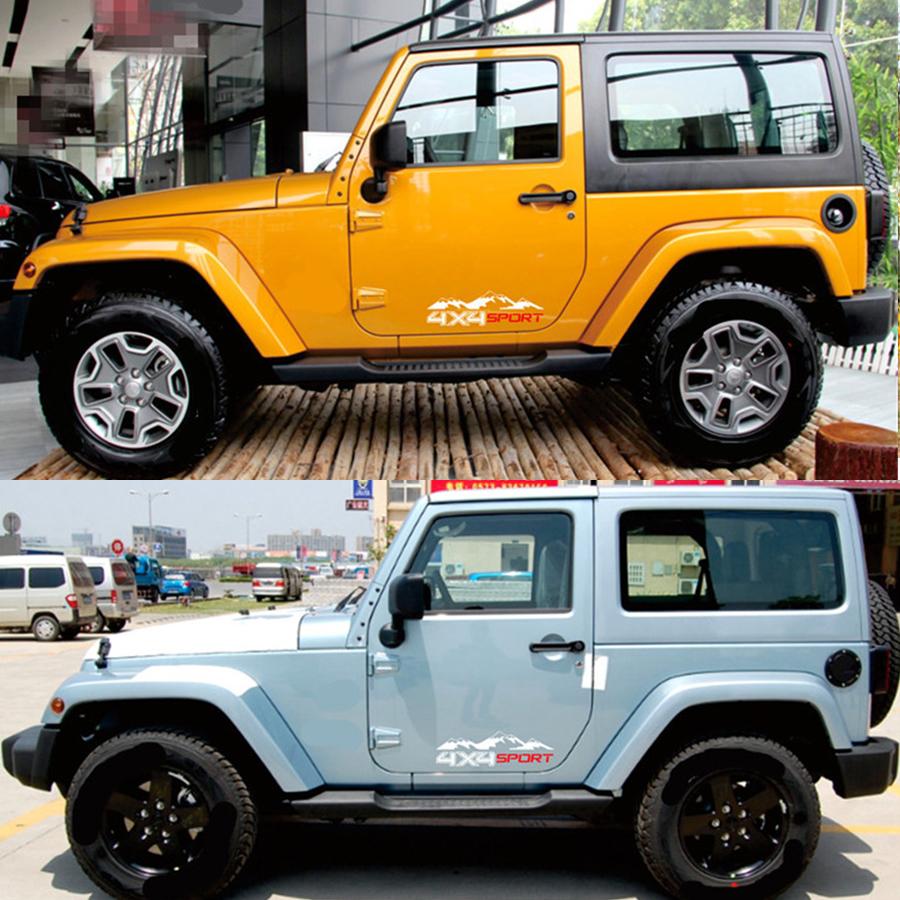 2pc biały 4X4 Mountain Car Sticker Graphic Vinyl dla JEEP Pickup D-MAX Navara Truck naklejka SUV!