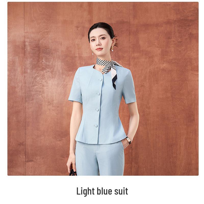 Elegant Seven-Sleeve Slim-Fit Women's Top, Summer Workwear/Professional Suit Style