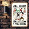 1 st Vintage Järnväggkonstplatta - Storbritannien i Badrummet Humoristisk Retro Metallskylt, 20x30cm/8x12 tum, Väggmonterad Dekor