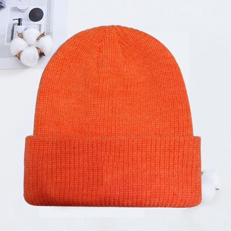 Winter knitted hat embroidered wool hat warm men's and women's simple fashion acrylic pullover hat