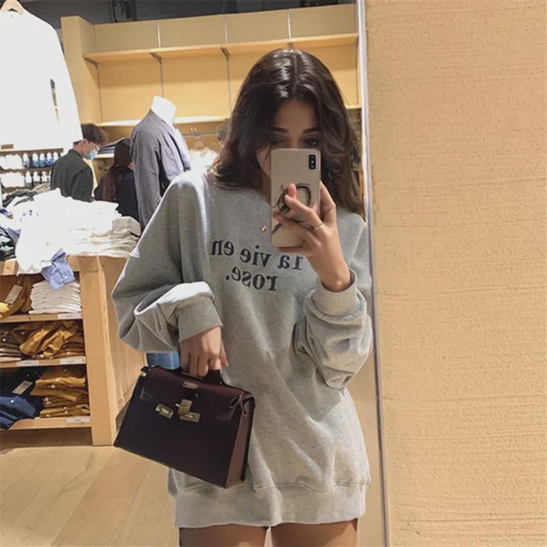 2025 Autumn Korean Loose-Fit Letter Print Thin Sweater for Women - Long Sleeve Pullover for Students