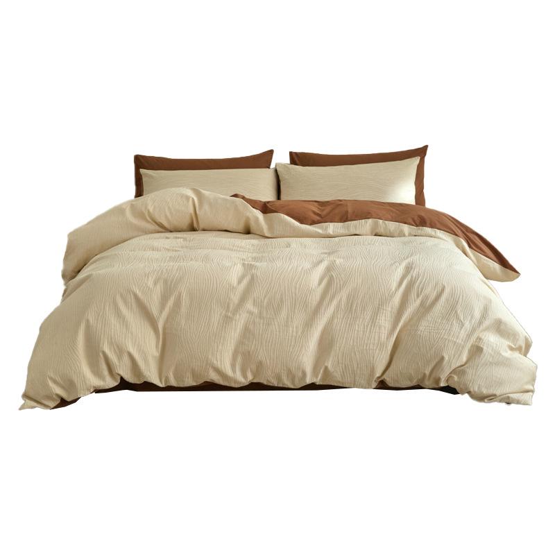 Elegant 3D Jacquard Cotton 4-Piece Bedding Set for Dorms