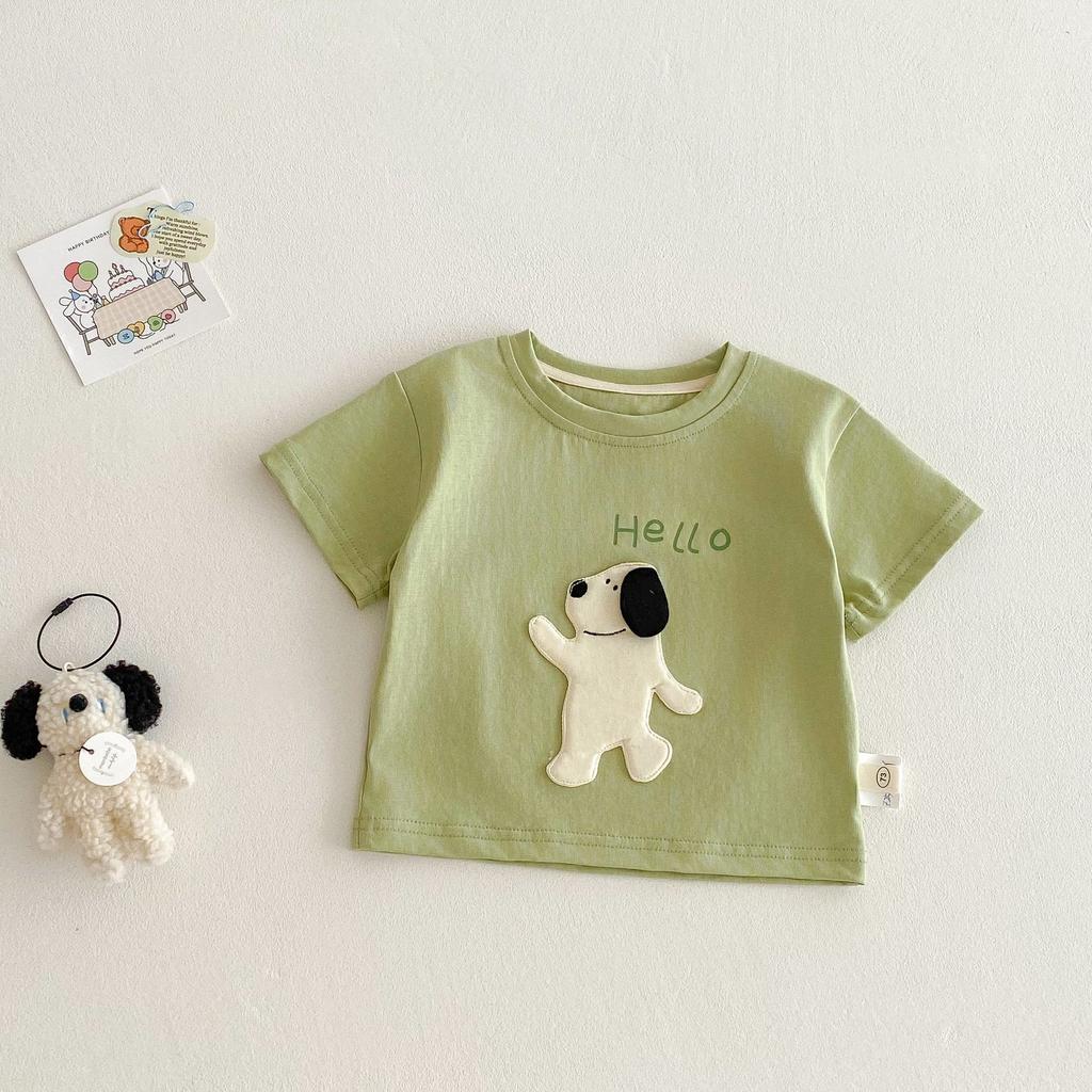 Kids Cartoon Patch T Shirt 3D Elephant Print Summer Short Sleeve Top Boys Girls Lightweight Base Shirt