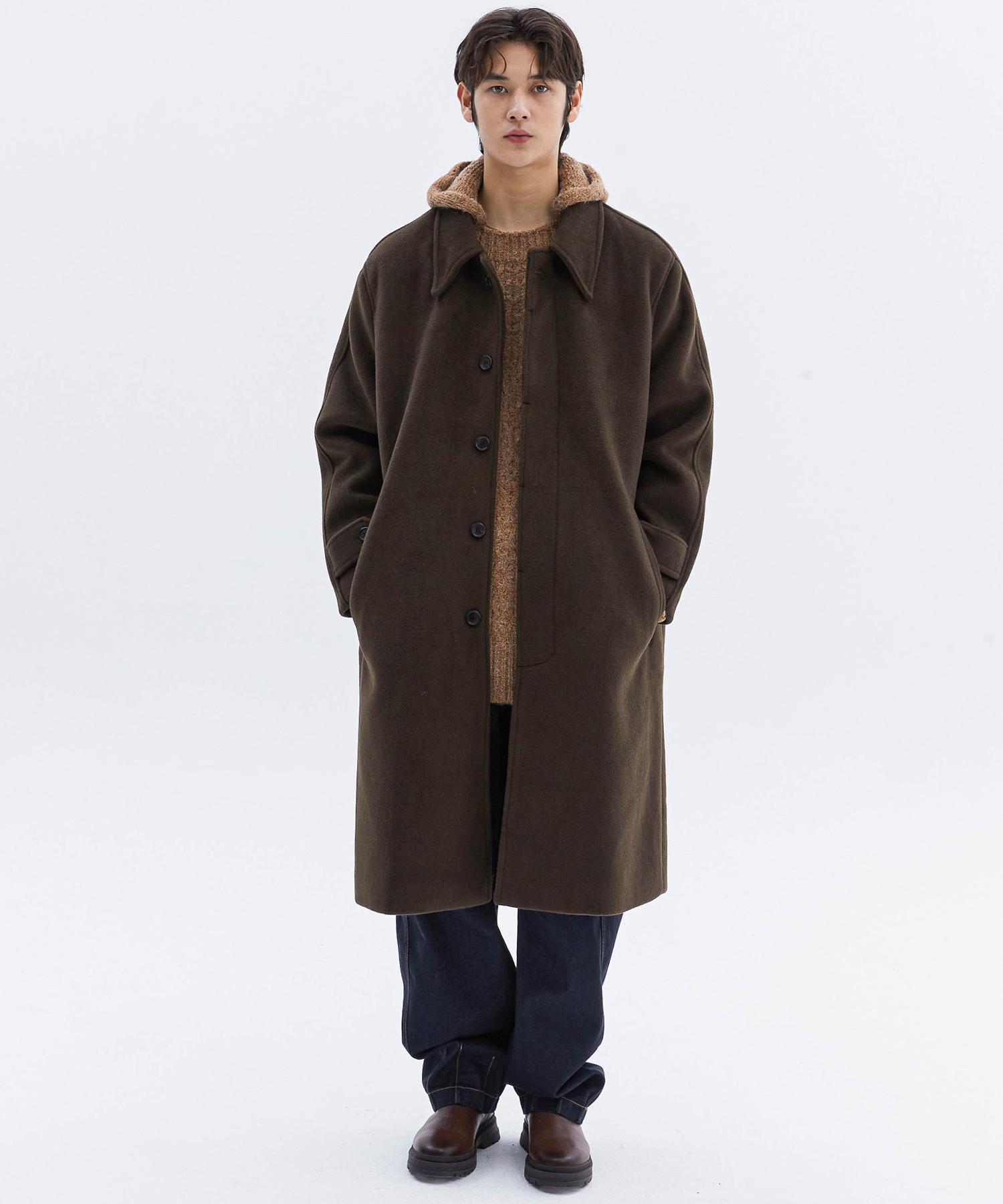 Trip Le Sens Button-Down Balmacaan Coat_Brown