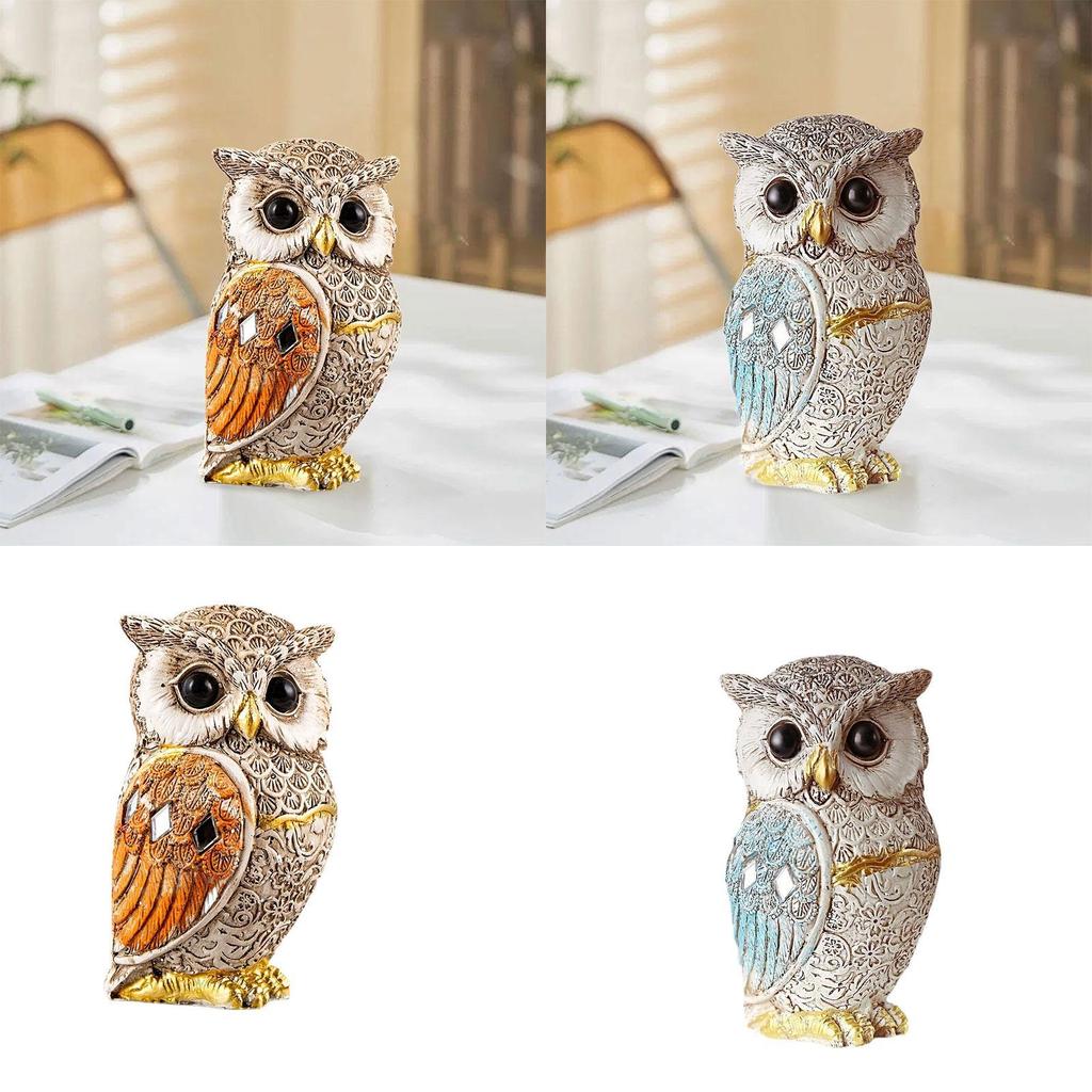 Owl Statue Shelf Decor Office Ornament Bedroom Modern Table Desk Cute Living Room Gift for Birds Lovers Sculpture Decoration