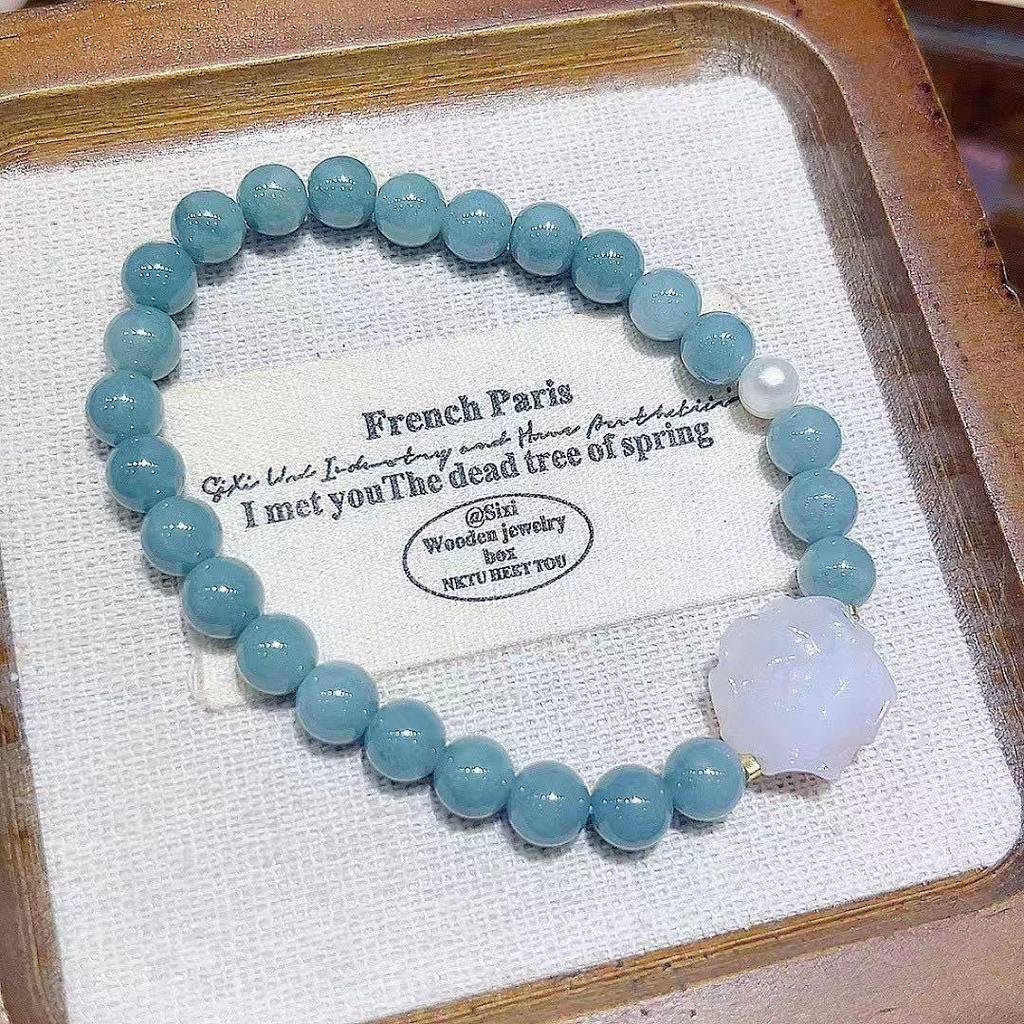 Blue Jade & Agate Flower Beaded Bracelet - Simple, Exquisite, Versatile Women's Fashion Jewelry