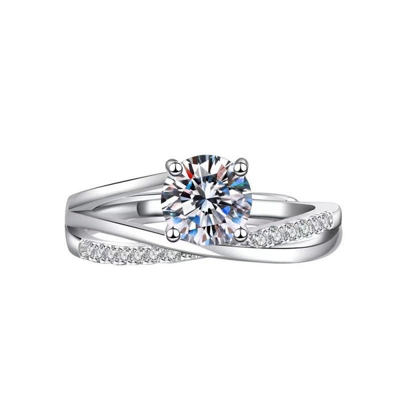 TikTok Influencer Inspired Moissanite Six-Prong Wedding Ring for Women - One Carat Jewelry