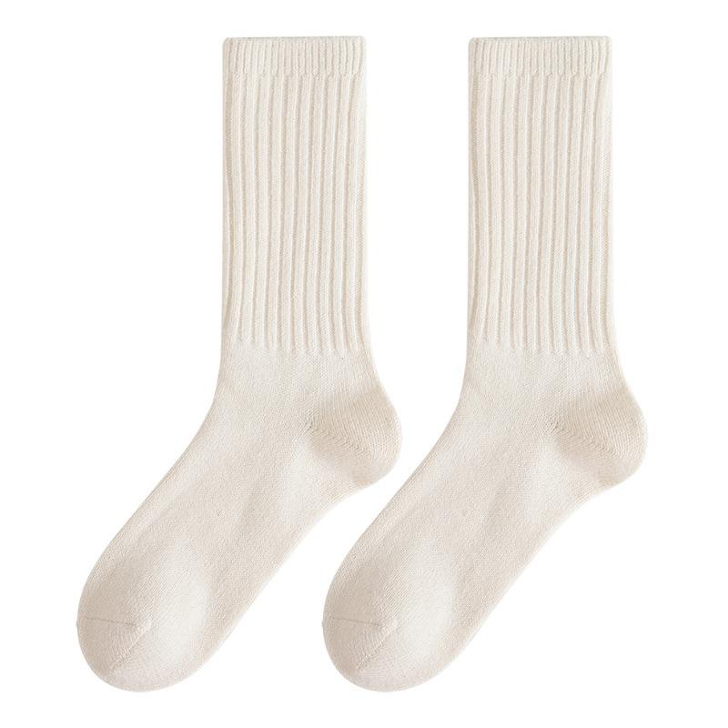 Wool Socks, Women's Mid-calf Socks, Autumn and Winter Thickened and Fleece Warm Cashmere Long Socks, Deodorizing Pile Socks