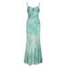 Fishtail Dress Sexy Pure Temperament Seaside Vacation Huge Figure Retro Green Mesh Suspender Suspender Skirt