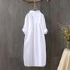 Ženy Bavlna Výšivka Volné Dlouhé Bílé Košile Jaro Podzim Nové Ležérní Kancelář Dámská halenka Dámský Top Oversize