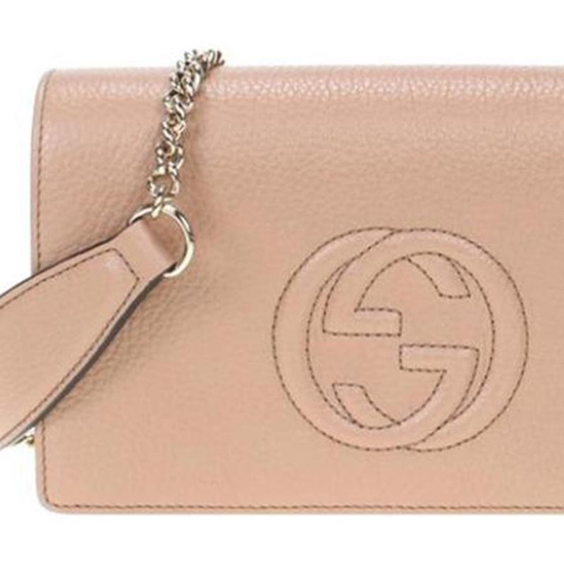 Gucci Soho Double G Logo Chain Shoulder Bag Women Shoulder Bag Light-Brown 598211-A7M0G-2754