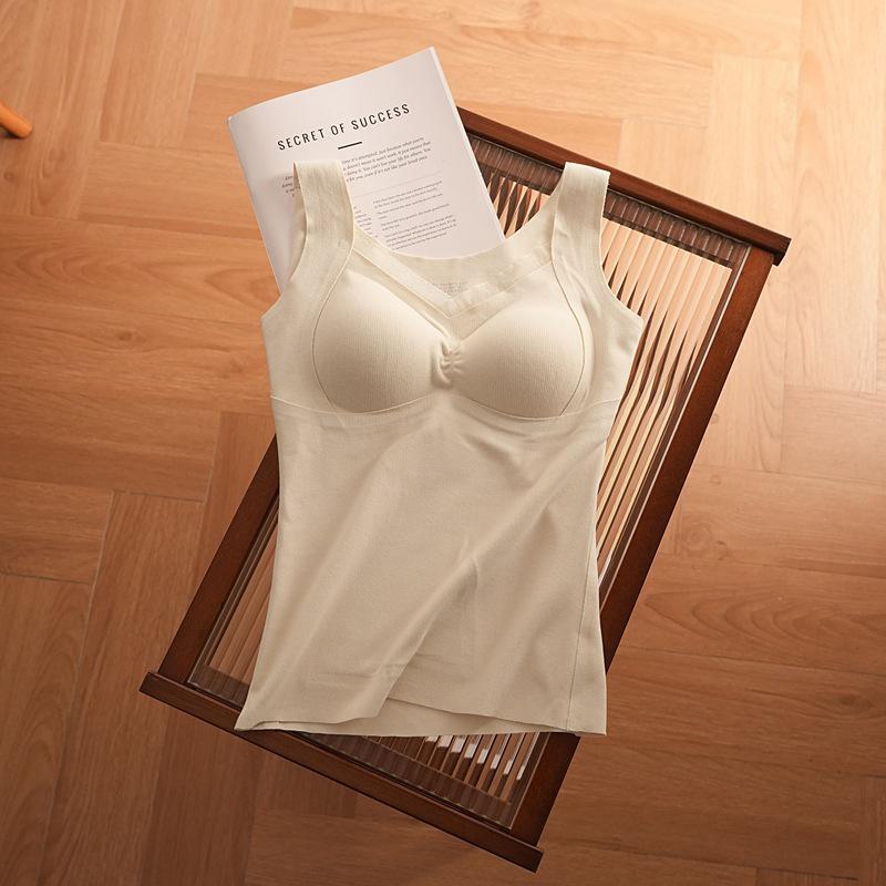 

Жилет Yuyue из смеси шерсти и шелка с V-образным вырезом для женщин и подкладками для груди — бюстгальтер не нужен, идеально подходит для осени и зимы. XL