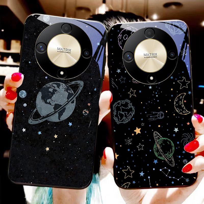 Astronaut Planet For Honor Magic 6 50 70 90 Lite X7b 200 Pro Nova 10 Nova 5T X6 P30 Pura 70 Ultra Tempered Glass Phone Case