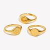 E.B.belle Creative Eagraved Facial Expression of Moon Sun Star Gold Plated Ring Tarnish Free Stainless Steel Godness Signet Ring