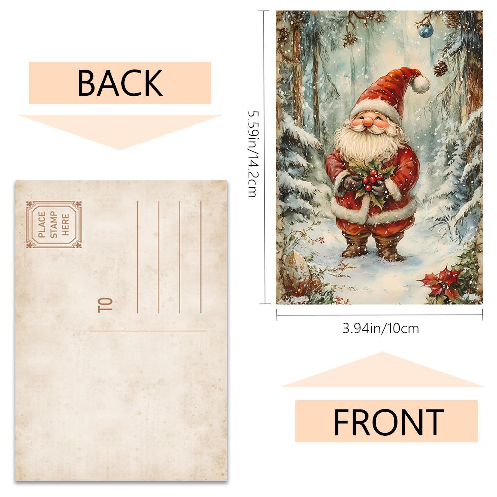 32pcs, Christmas Gnome Postcard, Cute and Retro, Birthday/anniversary Gift, Collectible, Suitable for Gift-giving, Can Be Mailed