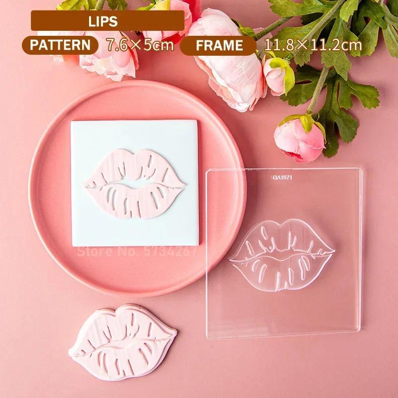 2023 Valentine's Day Heart Fondant Printing Stamp Cartoon Lips Love Letter XOXO Cookie Cutter Embosser Cake Mold DIY Baking Mold
