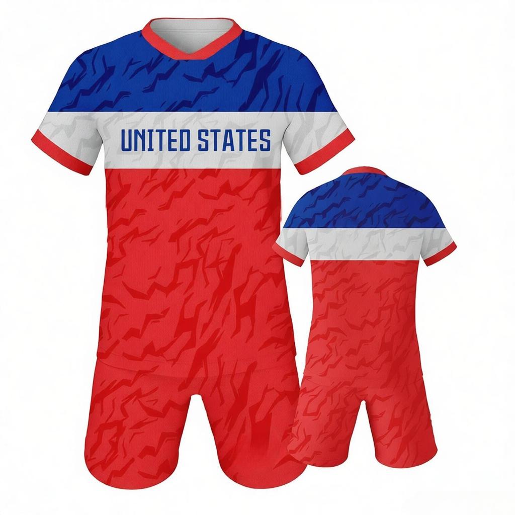 USA Football Set Soccer Jersey Shorts Team Training Uniform Fans