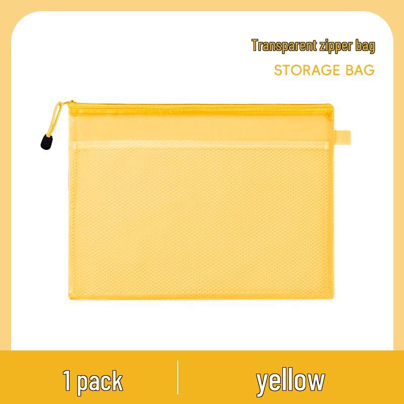

Transparent A4 Waterproof Document Bag with Zipper - Ideal for Students and Office Use, A3 Mesh Layered Design A6 23.5x11cm жовтий
