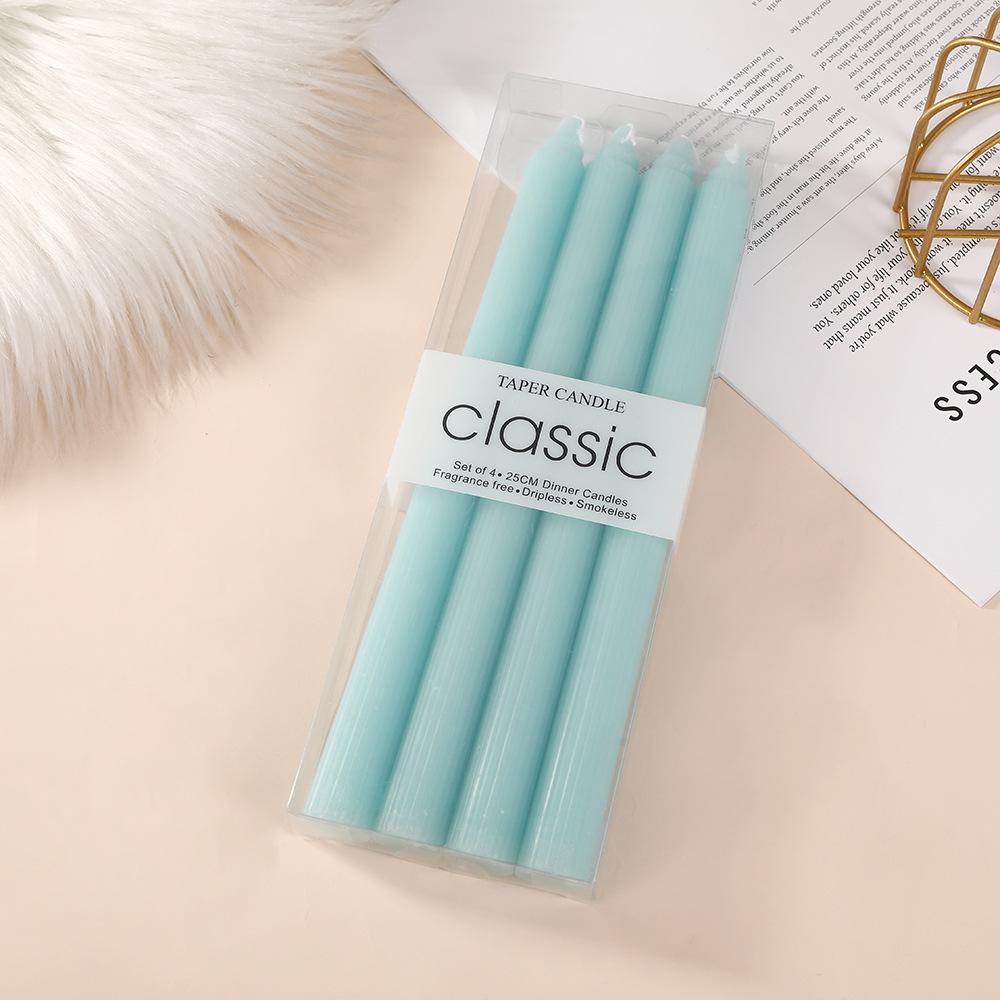 25cm Europäischer Macaron Vertikales Muster Langer Stab Kerze Kreatives Kerzenlicht Abendessen Westliches Restaurant Bunte Hochzeitsstab Wachs