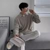 Men's Trendy Polo Collar Knit Sweater with Half-Zip - Long Sleeve, Solid Color, Autumn/Winter Style.
