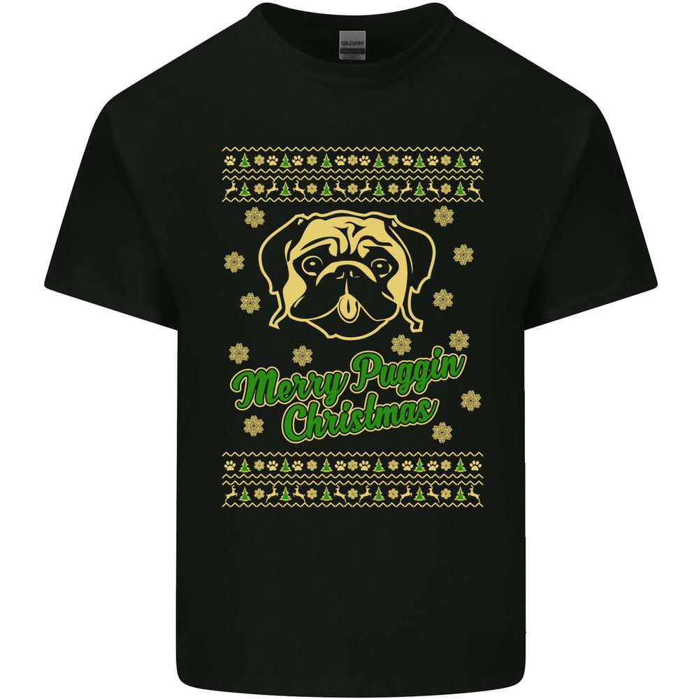 Merry Puggin Christmas Funny Pug Mens Light Cotton T-Shirt Unisex T-Shirt XXL