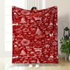 Festive Christmas Red Pattern Scene Patterned Flannel Blanket Perfect for the Bedroom Living Room, Sofa, or a Little Nap