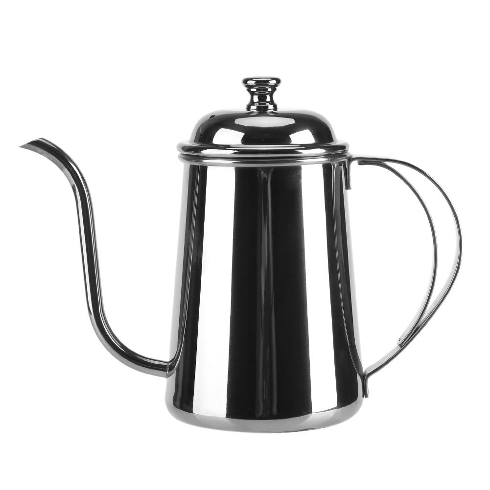 

650ML Stainless Steel Gooseneck Spout Kettle Coffee Tea Home Brewing Drip Pot срібний
