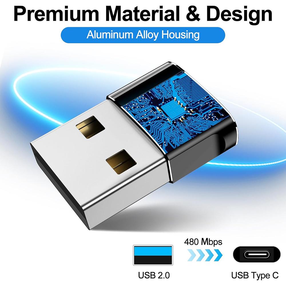 USB 2.0 to USB C Adapter 4 Pack Type C Female to USB A Male OTG Converter for MacBook Pro iPhone Laptop iPad Samsung USB Adapter 3