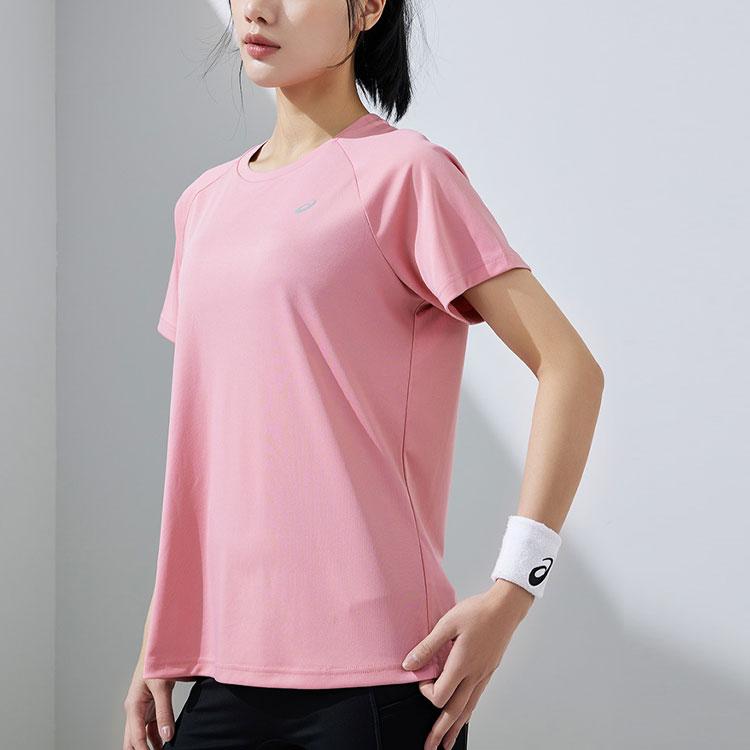 Asics Logo Round Neck Pullover Sports Short Sleeve T-Shirt Women Tops Pink 2012C697-700