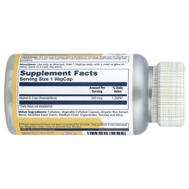 High Potency Vitamin D-3, 250 Mcg, 60 Vegcaps