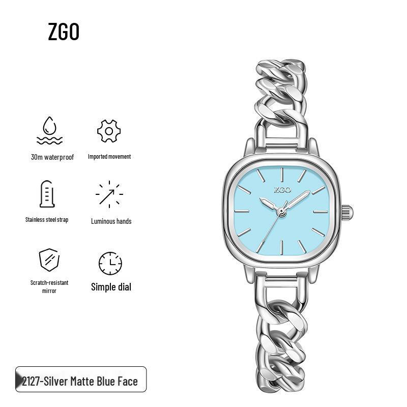 Zhenggang ZGO Women's Light Luxury Square Watch - Mother-of-Pearl Bracelet Style