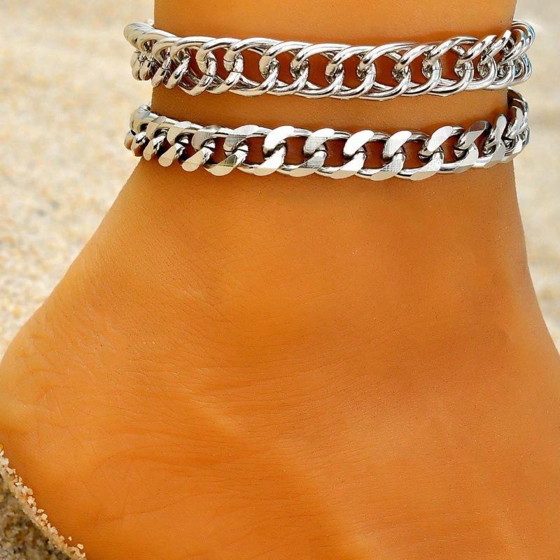 Богемный Стиль Кубинская Цепь Браслет на Лодыжку для Женщин - Простое, Крутое Украшение для Ног